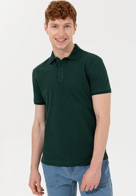 Erkek Koyu Yeşil Polo Yaka Basic T-Shirt - 50251701264