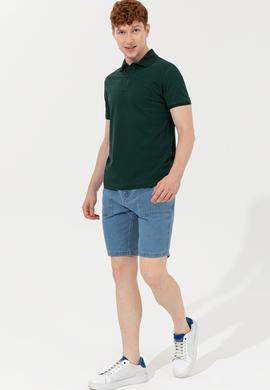 Erkek Koyu Yeşil Polo Yaka Basic T-Shirt - 50251701264
