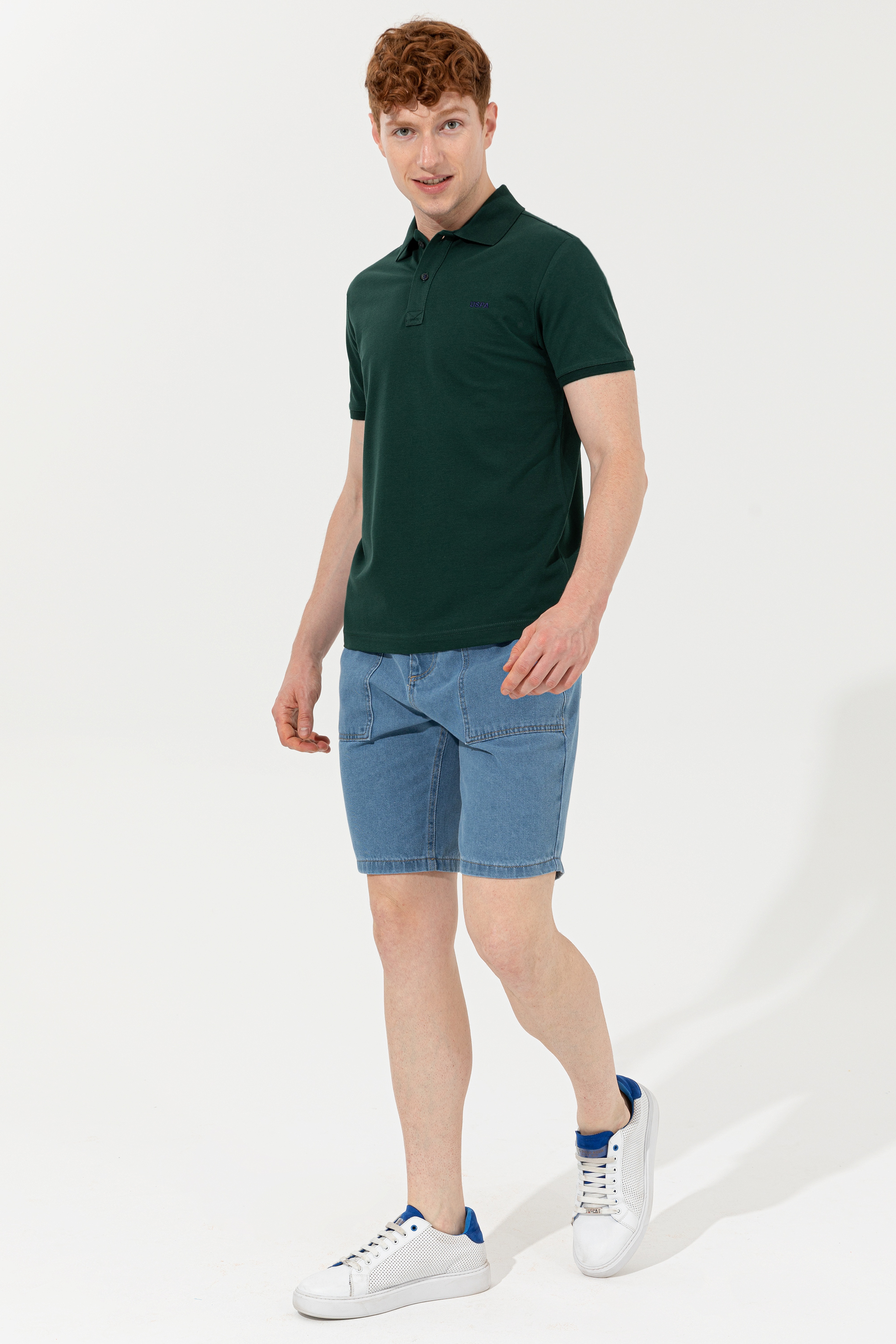 Erkek Koyu Yeşil Polo Yaka Basic T-Shirt - Image 4