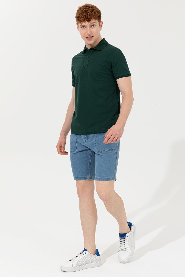 Erkek Koyu Yeşil Polo Yaka Basic T-Shirt - 50251701264