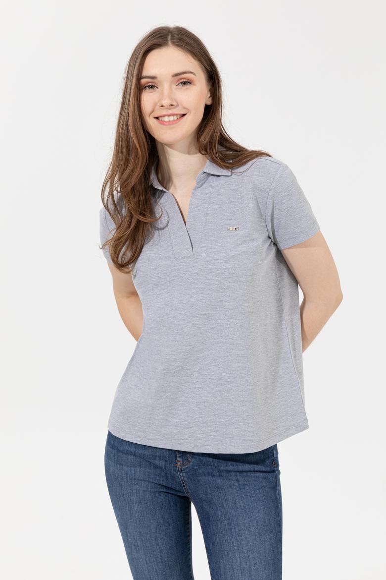 Kadın Gri Melanj Basic Tişört