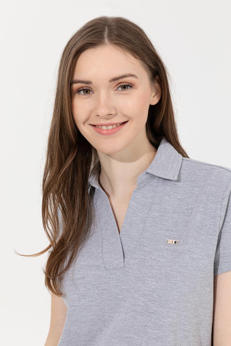 Kadın Gri Melanj Basic Tişört - 50253141053