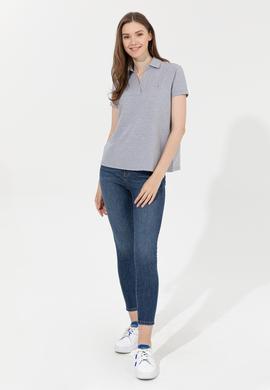 Kadın Gri Melanj Basic Tişört - 50253141053