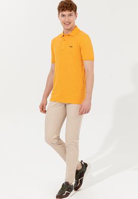 Erkek Koyu Sarı Polo Yaka Basic T-Shirt - 50251701056