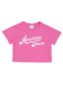 Kız Çocuk Pembe Bisiklet Yaka Crop Tişört - 50248968011