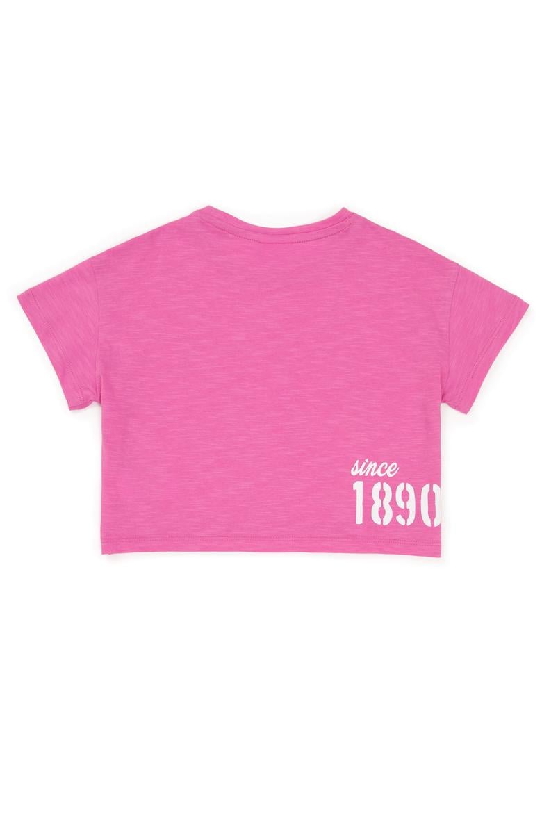 Kız Çocuk Pembe Bisiklet Yaka Crop Tişört - 50248968011