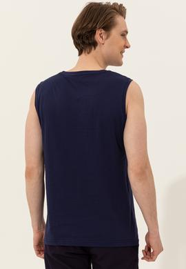 Erkek Lacivert Bisiklet Yaka Tişört - 50248570028