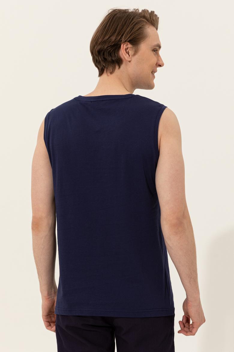 Erkek Lacivert Bisiklet Yaka Tişört - 50248570028