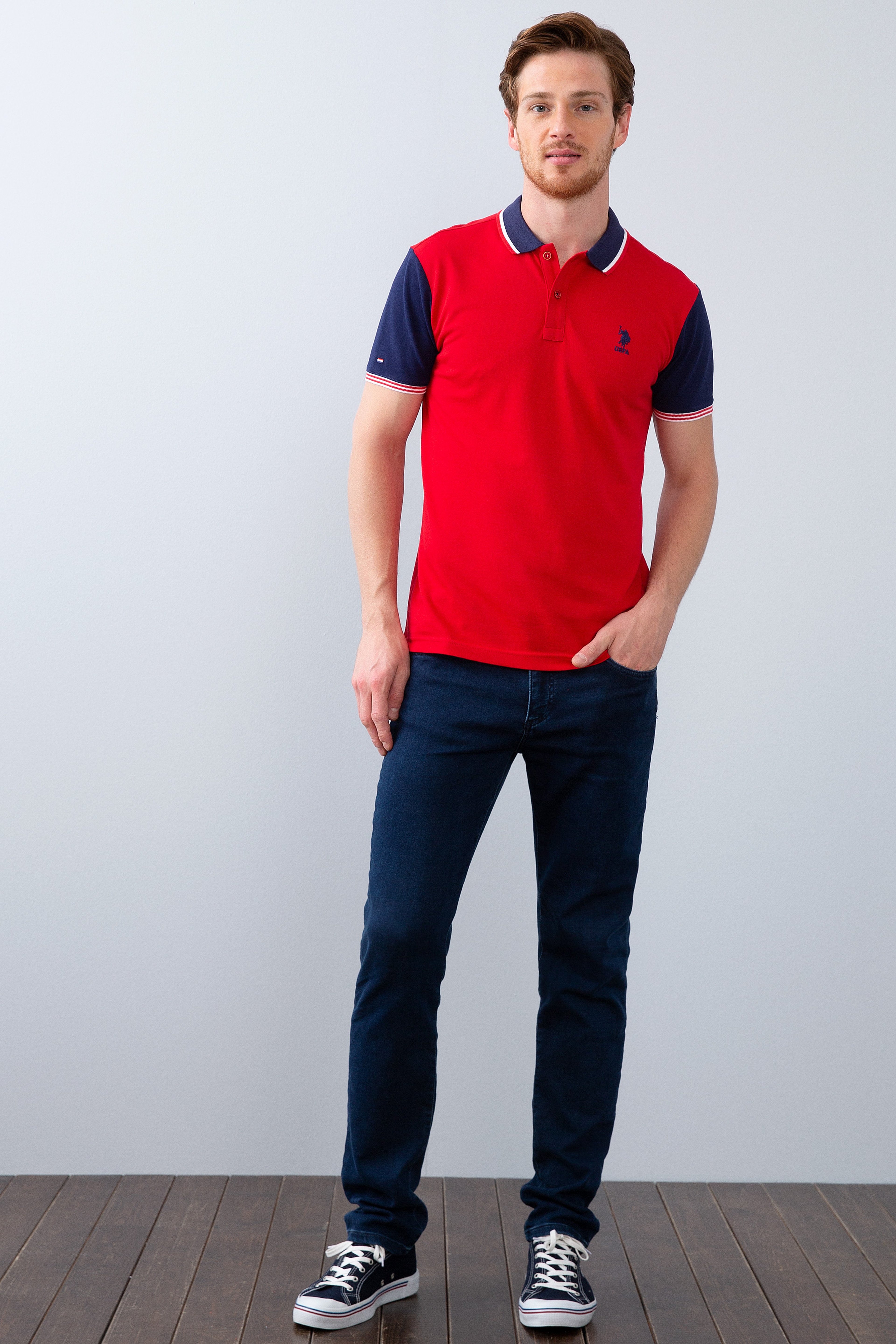 Erkek Kırmızı Polo Yaka T-Shirt - Image 4