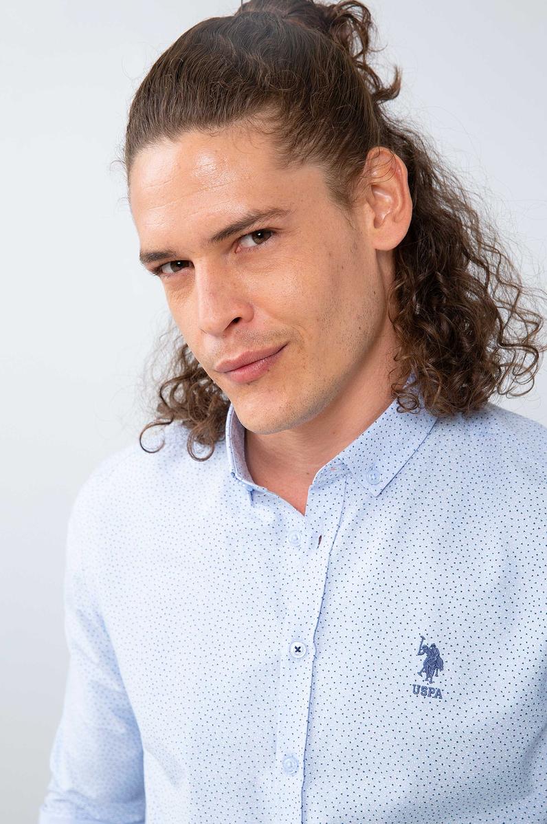 Erkek Mavi Gömlek Uzunkol