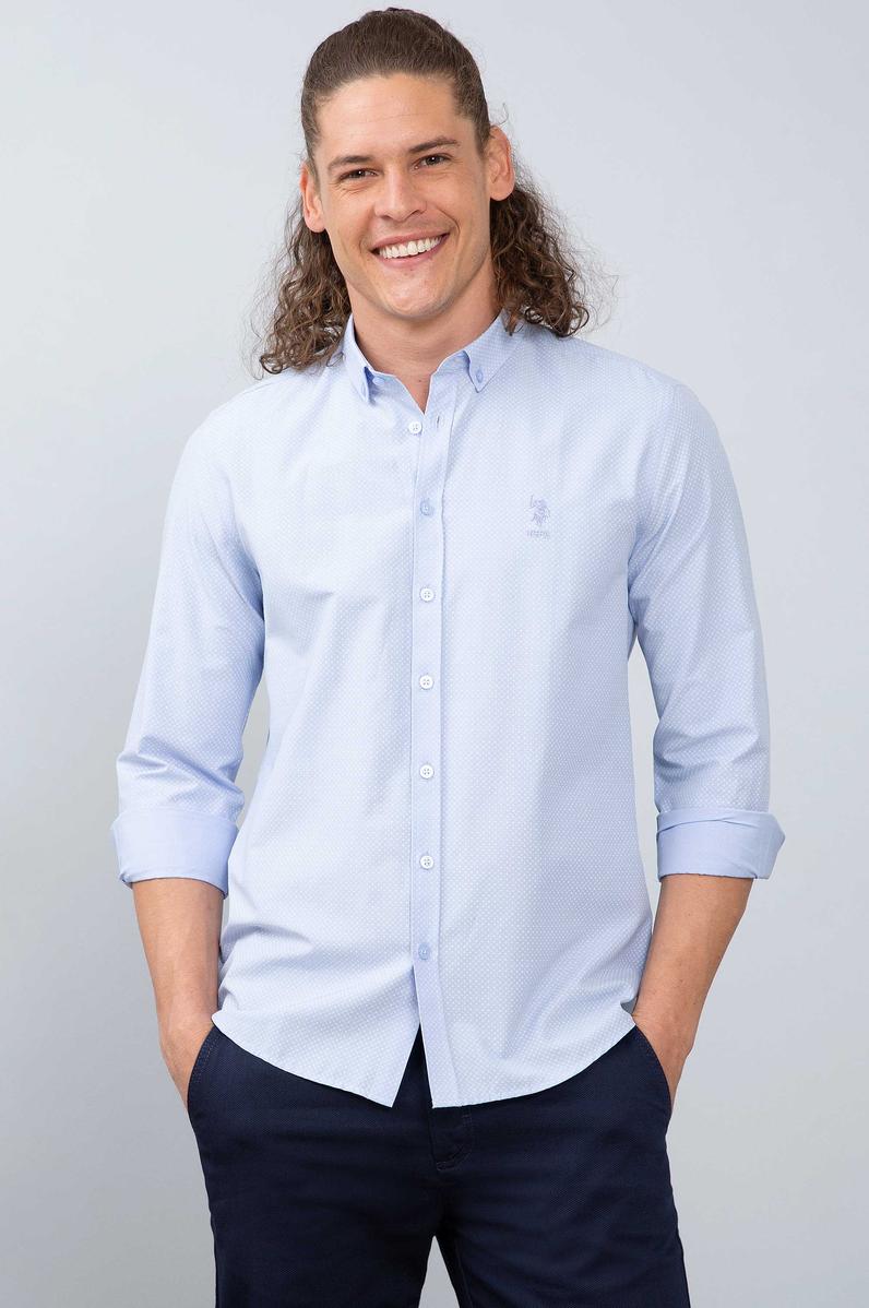 Erkek Mavi Gömlek Uzunkol