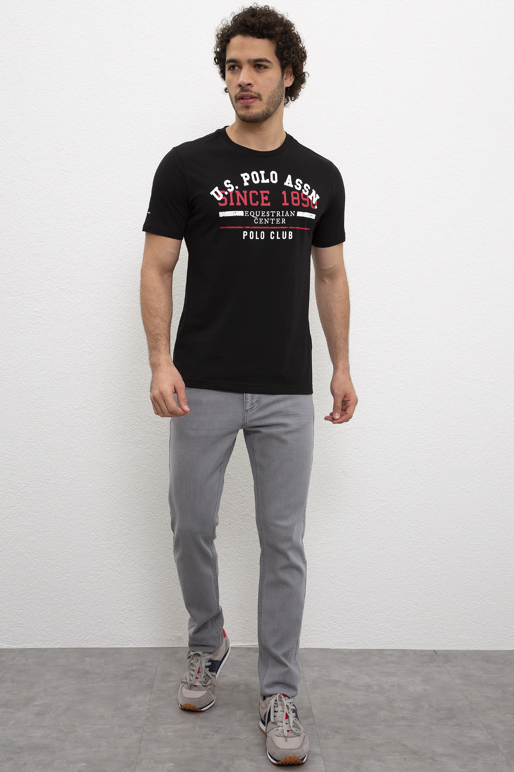 Erkek Siyah Bisiklet Yaka T-Shirt - Image 4