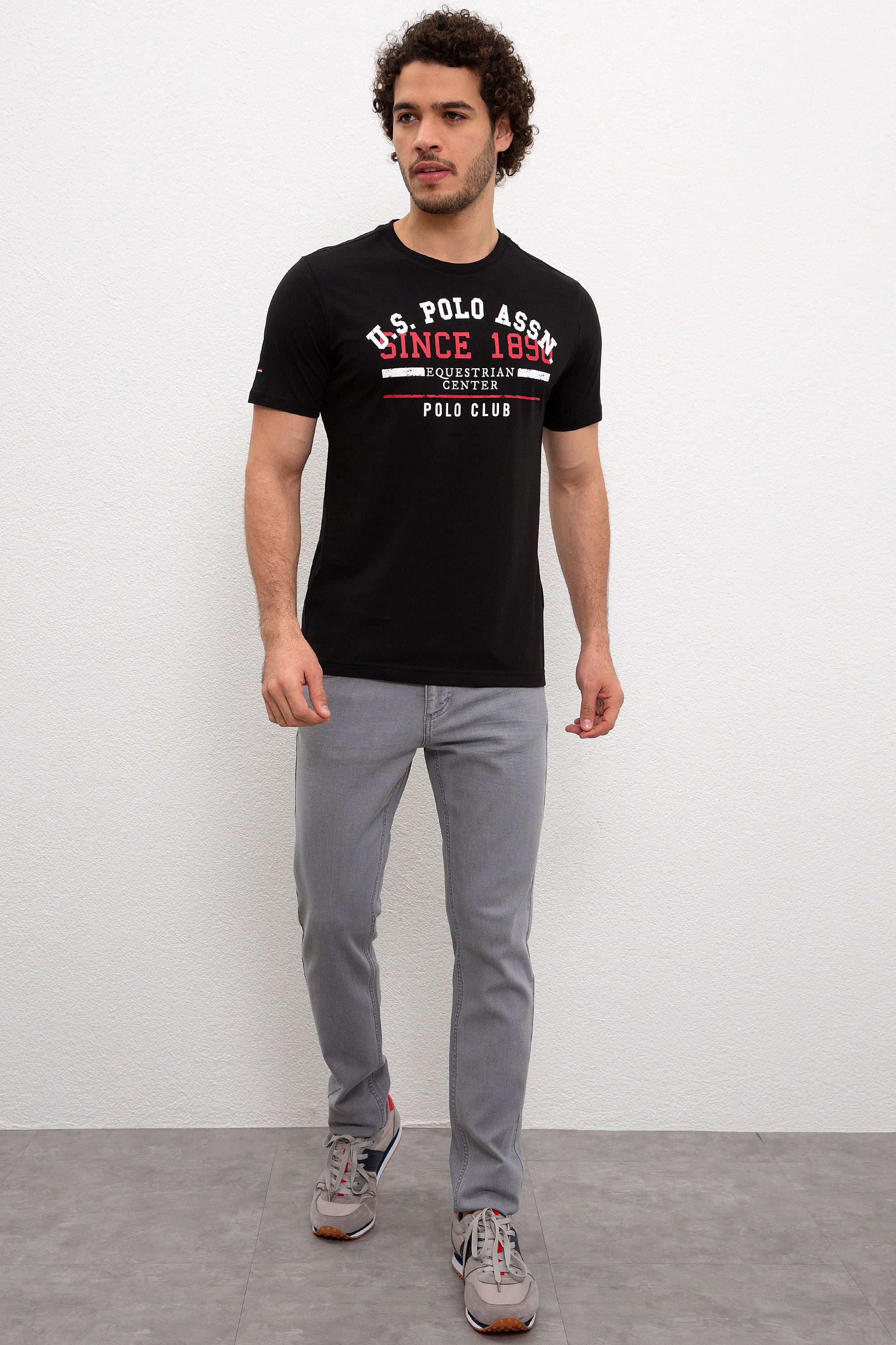 Erkek Siyah Bisiklet Yaka T-Shirt