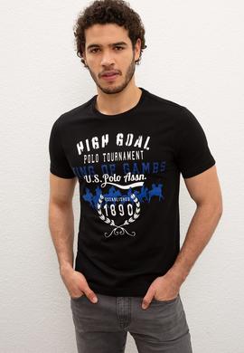 Erkek Siyah Bisiklet Yaka T-Shirt - 50213575006
