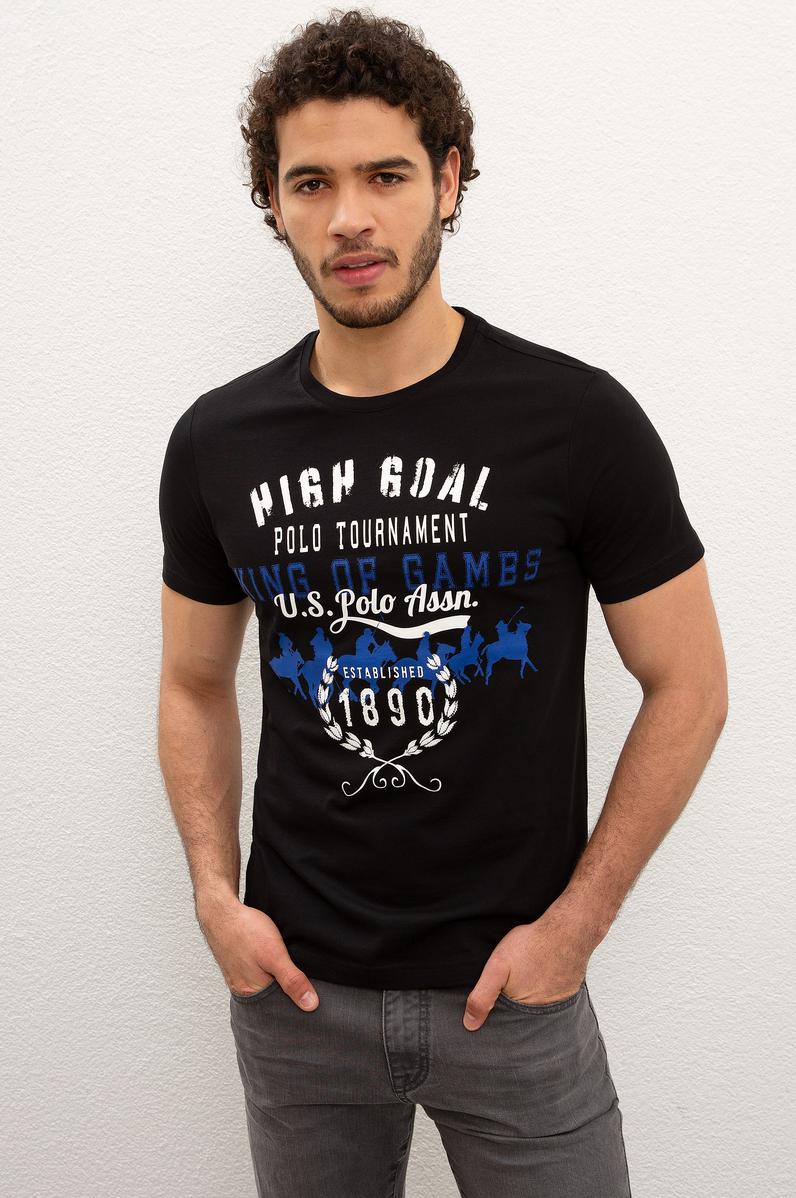 Erkek Siyah Bisiklet Yaka T-Shirt