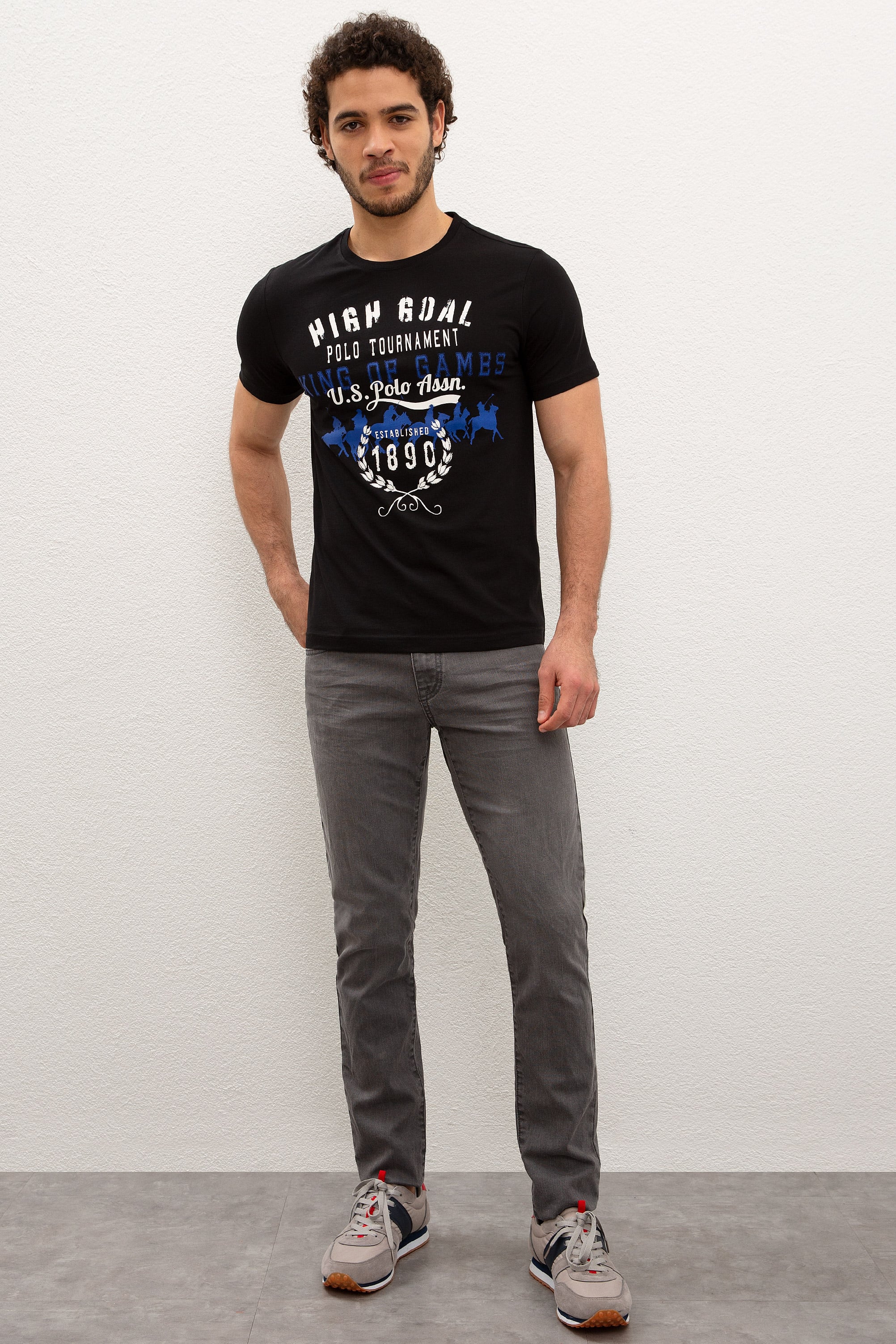 Erkek Siyah Bisiklet Yaka T-Shirt - Image 4