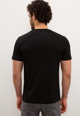 Erkek Siyah Bisiklet Yaka T-Shirt - 50213575006