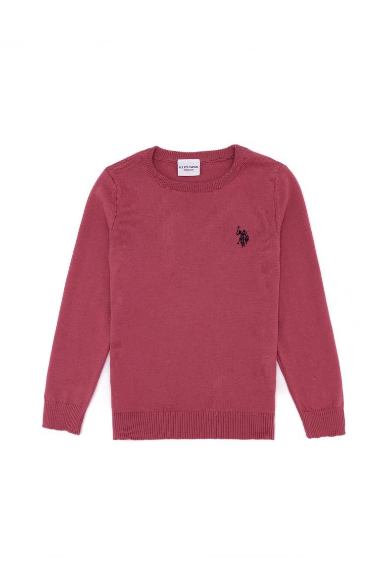 Kız Çocuk Pembe Basic Bisiklet Yaka Kazak