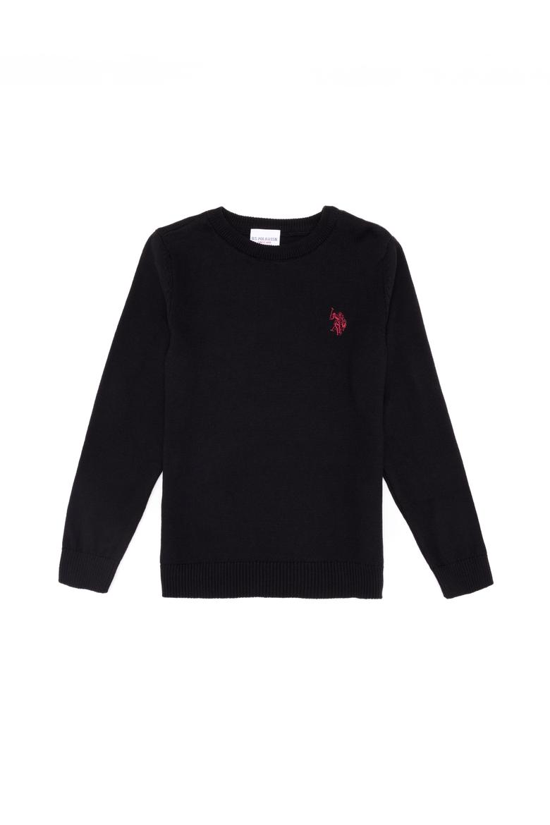 Erkek Çocuk Siyah Bisiklet Yaka Triko Kazak