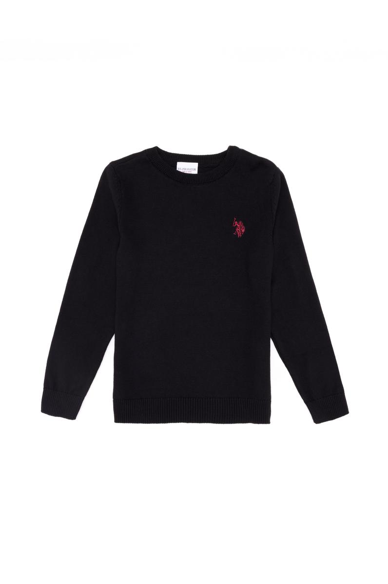 Erkek Çocuk Siyah Bisiklet Yaka Triko Kazak