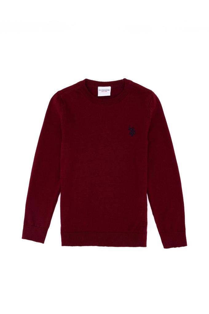 Erkek Çocuk Bordo Bisiklet Yaka Triko Kazak