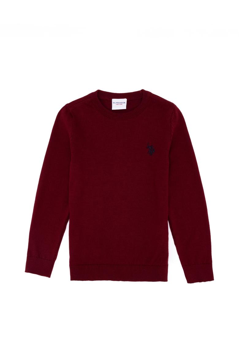 Erkek Çocuk Bordo Bisiklet Yaka Triko Kazak