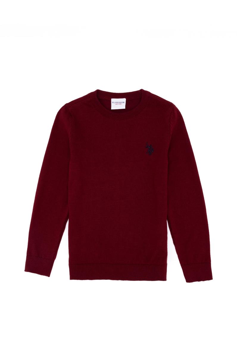 Erkek Çocuk Bordo Bisiklet Yaka Triko Kazak