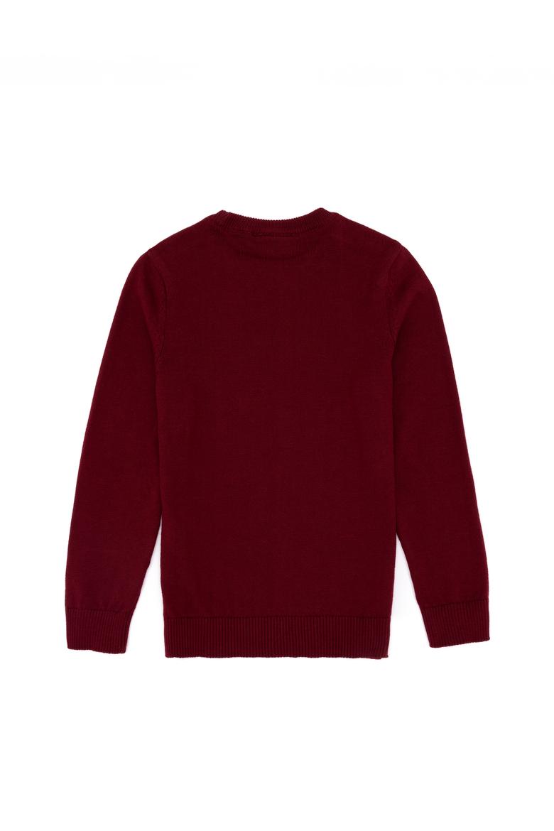 Erkek Çocuk Bordo Bisiklet Yaka Triko Kazak - 50257692022