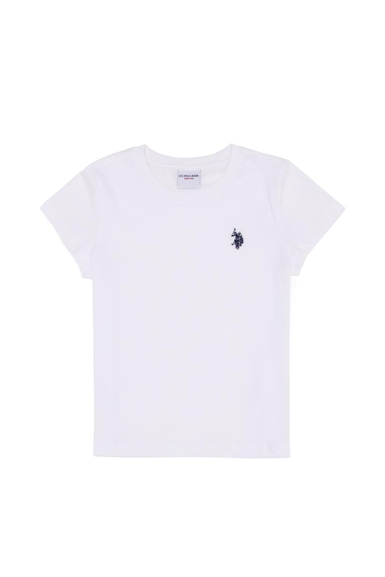 Çocuk Beyaz Bisiklet Yaka Tişört