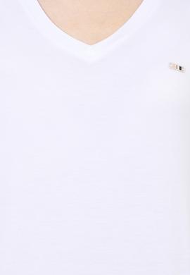 Kadın Beyaz Basic V Yaka Tişört - 50247980021