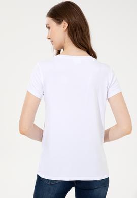Kadın Beyaz Basic V Yaka Tişört - 50247980021