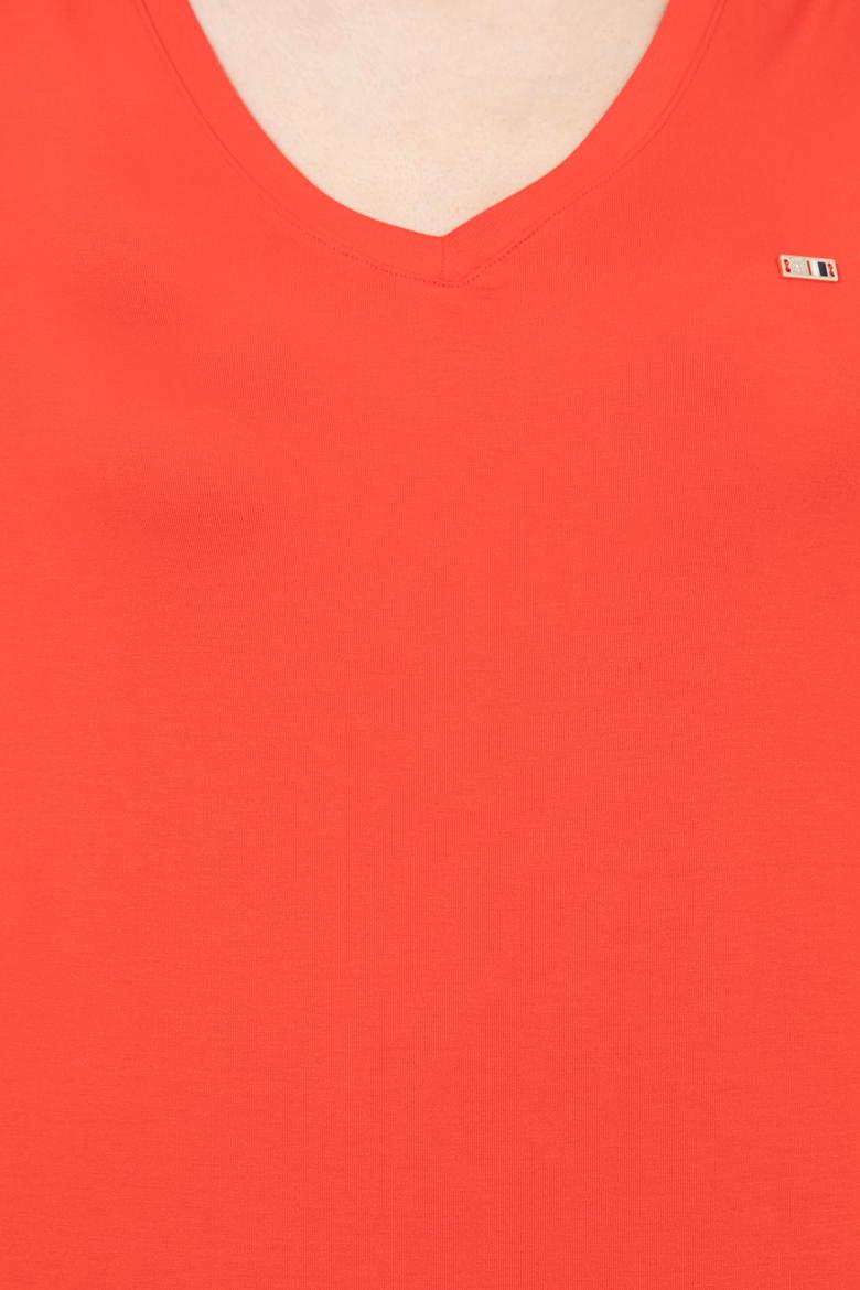 Kadın Kırmızı Basic V Yaka Tişört - 50247980075