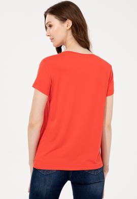 Kadın Kırmızı Basic V Yaka Tişört - 50247980075