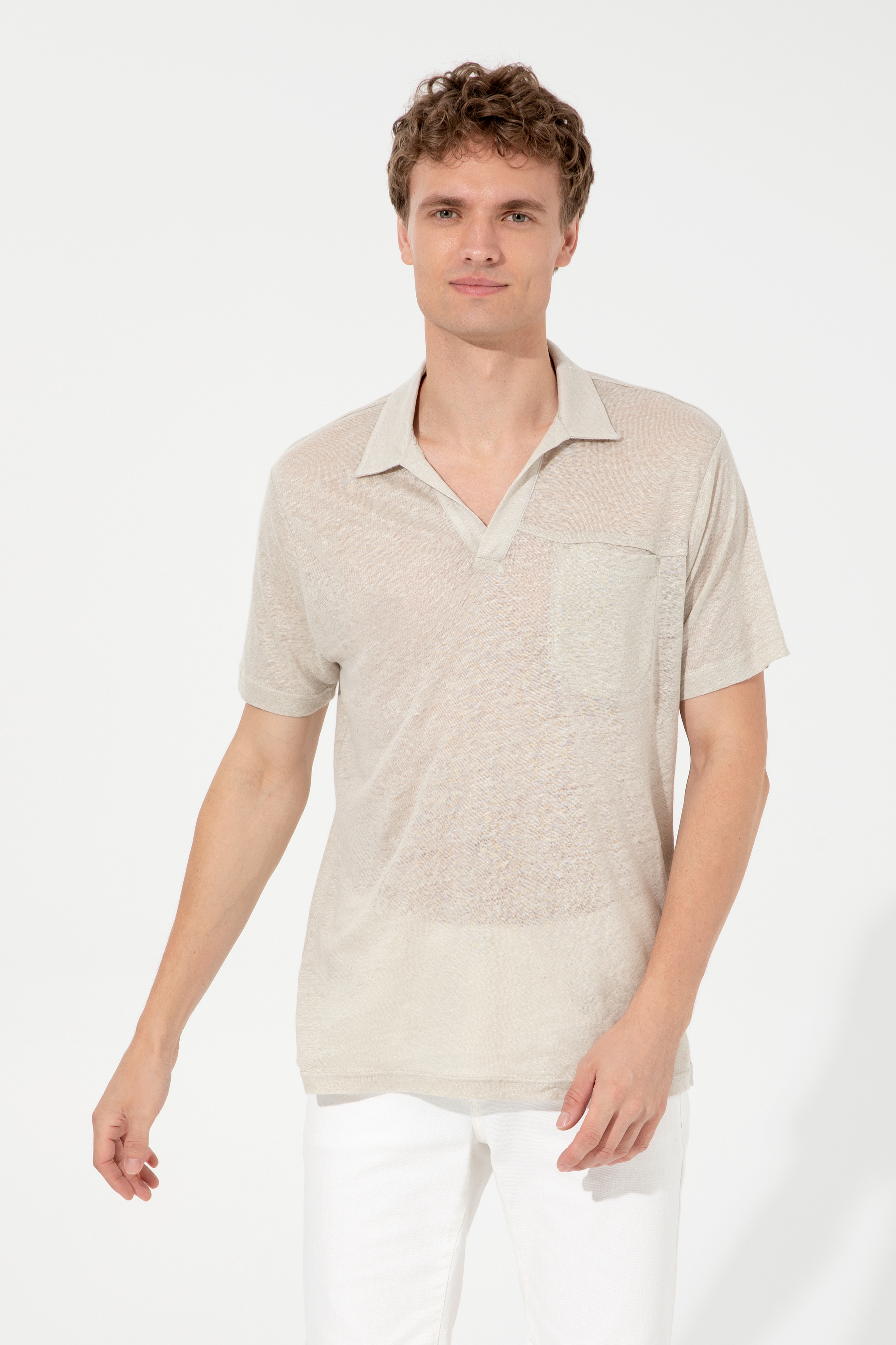 Erkek Taş Polo Yaka Tişört - Image 1