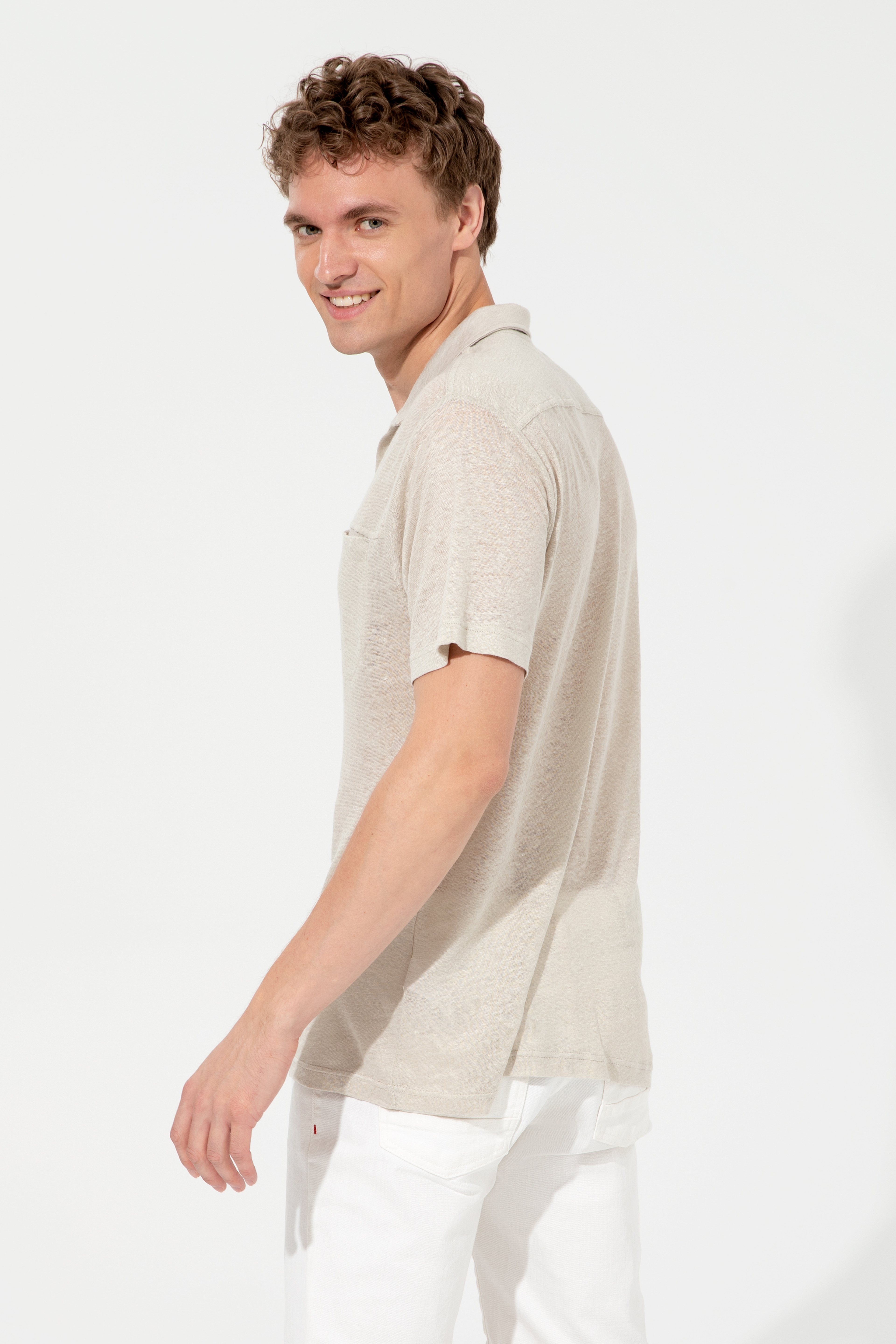 Erkek Taş Polo Yaka Tişört - Image 5