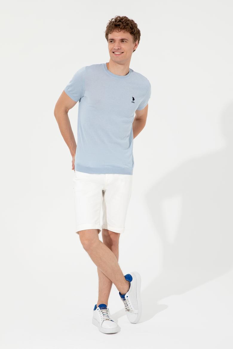 Erkek Açık Mavi Triko Kazak - 50254498060