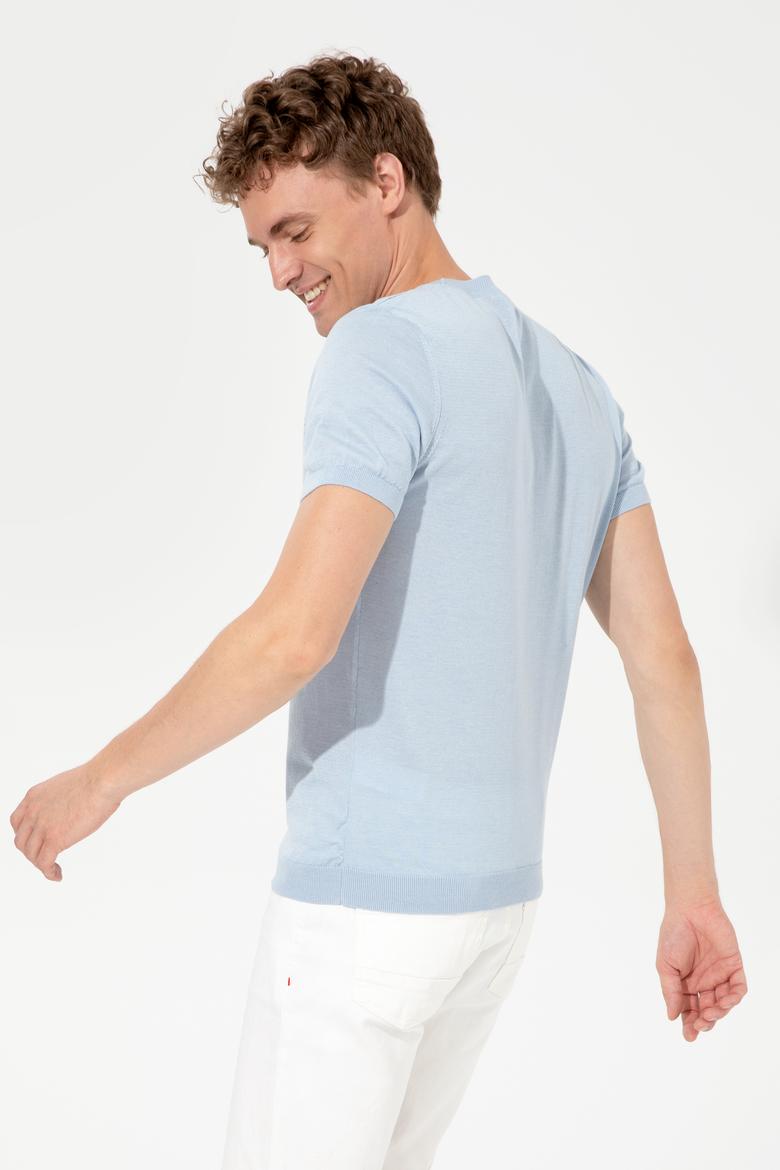 Erkek Açık Mavi Triko Kazak - 50254498060