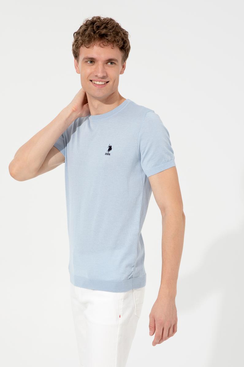 Erkek Açık Mavi Triko Kazak