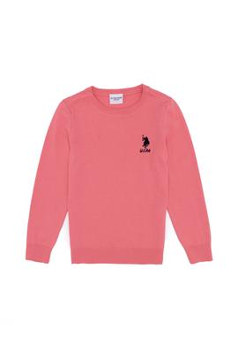 Kız Çocuk Açık Pembe Basic Bisiklet Yaka Kazak - 50252446032