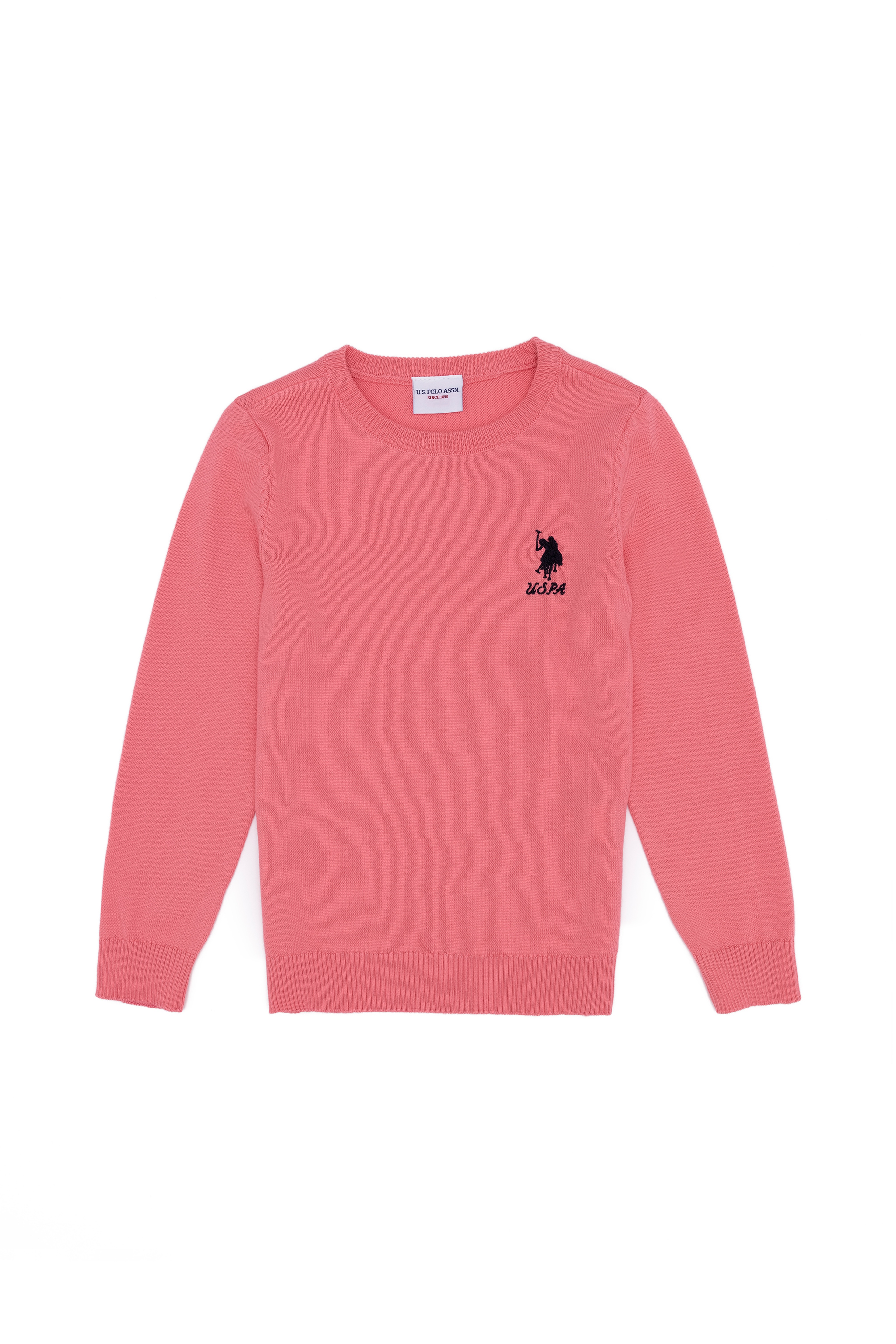 Kız Çocuk Açık Pembe Basic Bisiklet Yaka Kazak - Image 1
