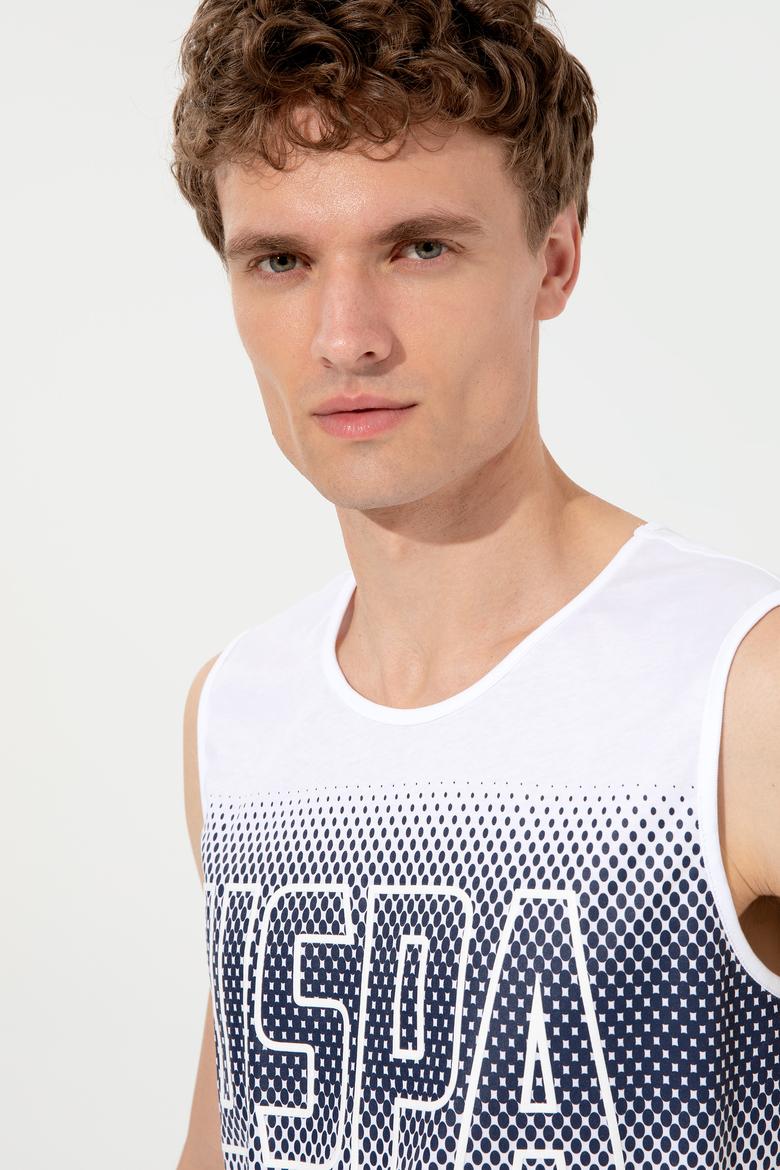 Erkek Beyaz Bisiklet Yaka Tişört - 50248575007