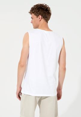 Erkek Beyaz Bisiklet Yaka Tişört - 50248575007