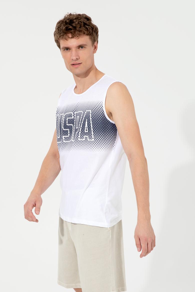 Erkek Beyaz Bisiklet Yaka Tişört - 50248575007