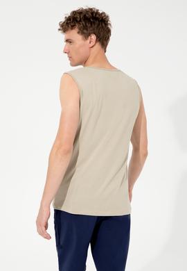 Erkek Haki Bisiklet Yaka T-Shirt - 50248575020