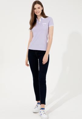 Kadın Lila Polo Yaka T-Shirt - 50248051077