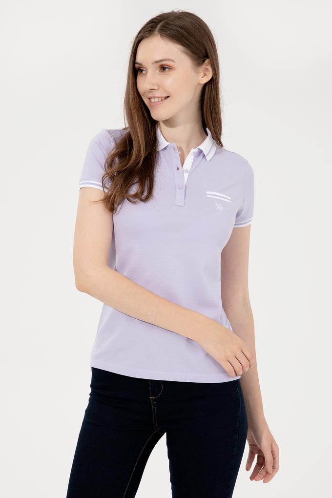Kadın Lila Polo Yaka T-Shirt