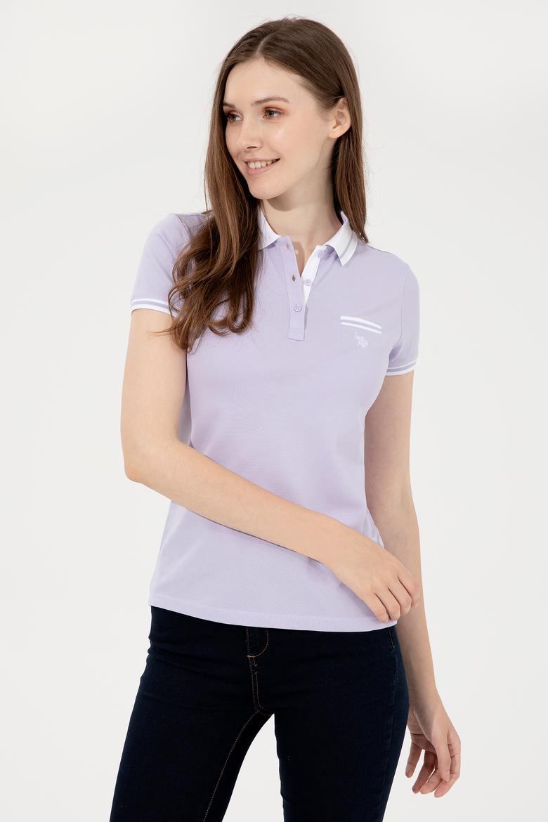 Kadın Lila Polo Yaka T-Shirt