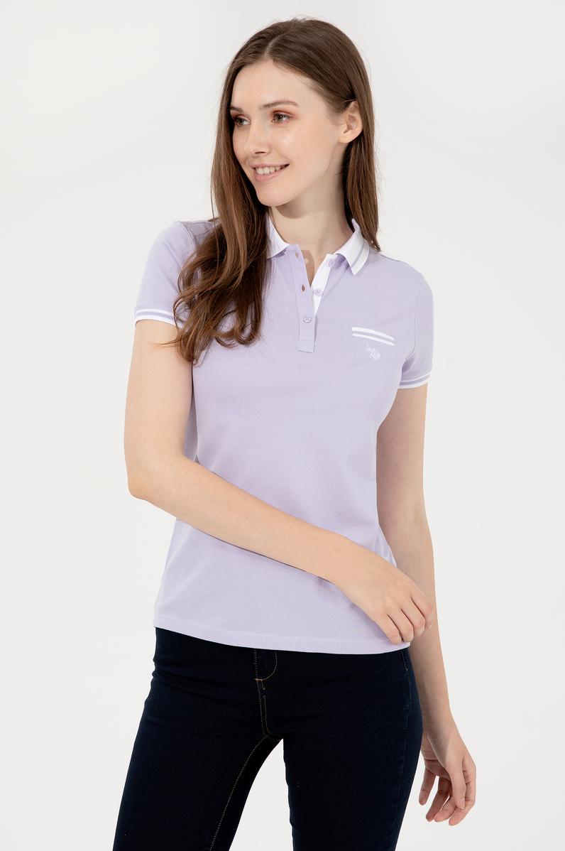 Kadın Lila Polo Yaka T-Shirt