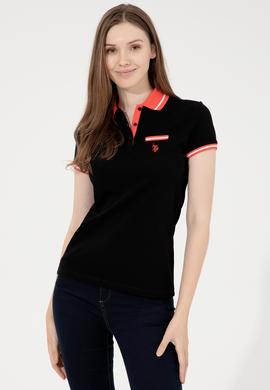 Kadın Siyah Polo Yaka Tişört - 50248051084