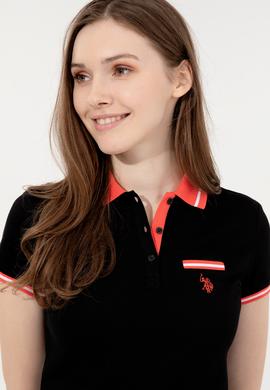 Kadın Siyah Polo Yaka Tişört - 50248051084